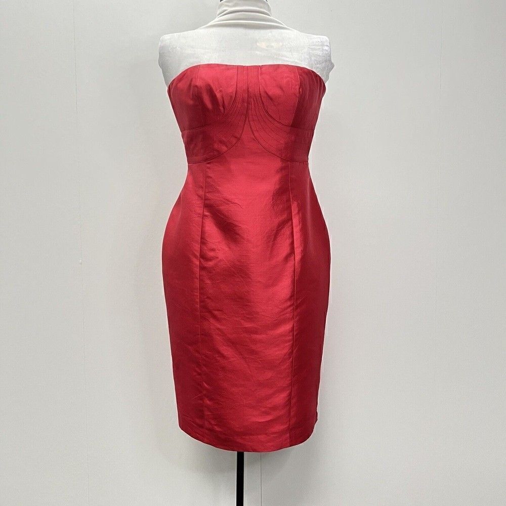 Kay Unger Silk Strapless Mini Dress Sheath Red Size 2